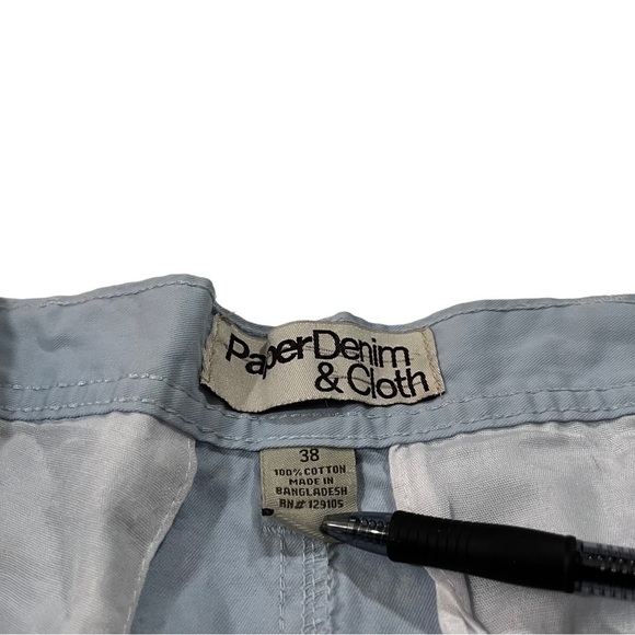 Paper Denim Cloth PD&C Men Light Blue Cargo Shorts Sz 38x10 100% Cotton 6 Pocket - Picture 5 of 10